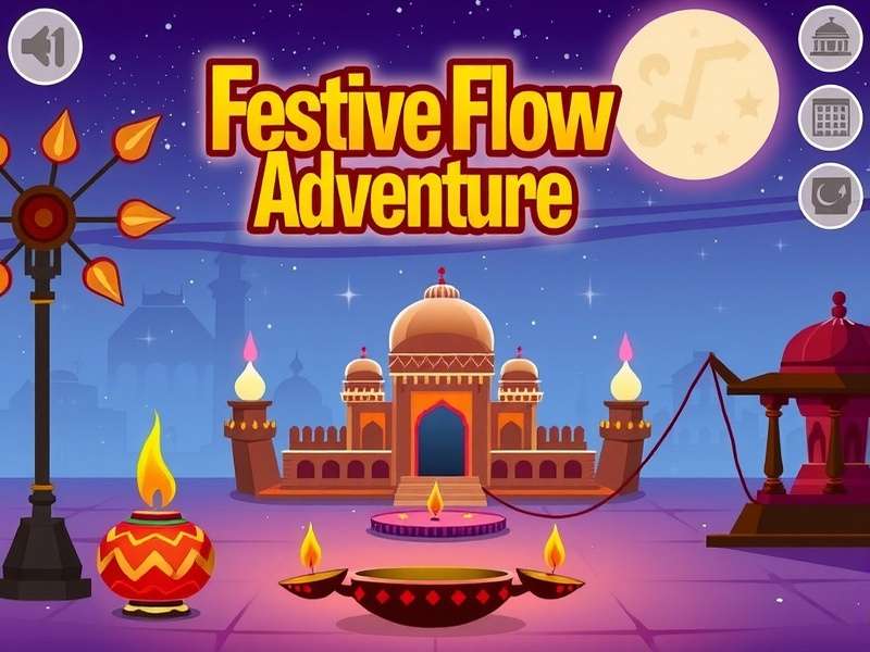 Festive Flow Adventure game screenshot showing Diwali celebration
